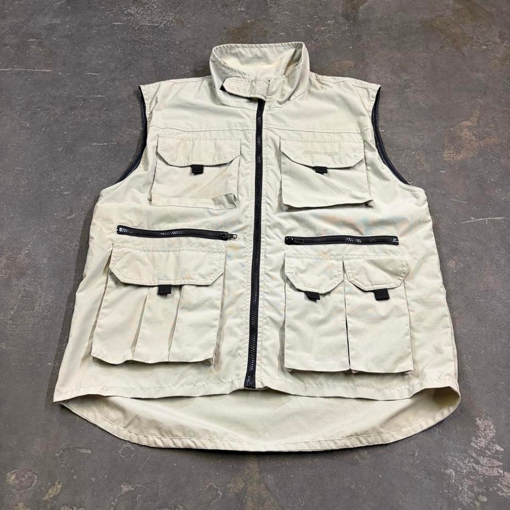 Aeropostale Mens Vintage Y2K Utility Paratrooper Vest Tan Medium Gorpcore Grunge